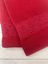 Kota saree with crochet work and lace border MCJ879 Red