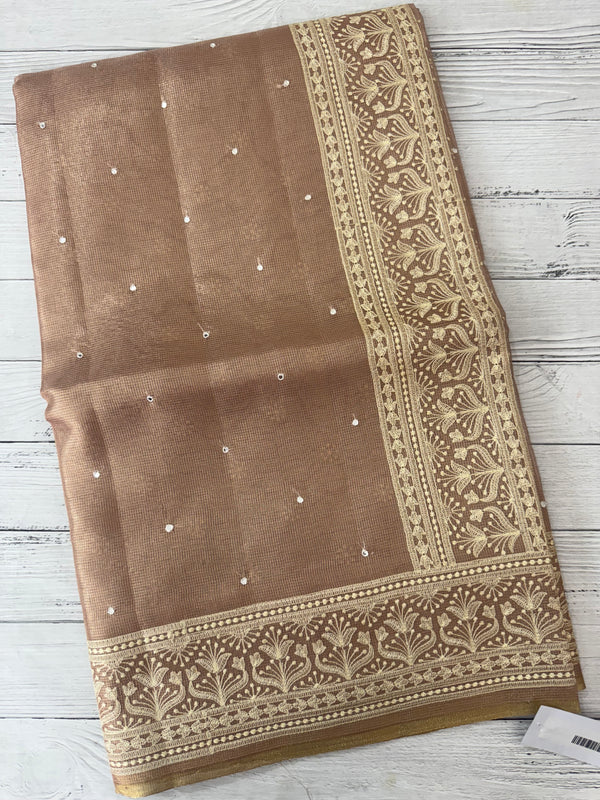 Tissue silk saree with Chikankari embroidery MTTS97(5)