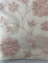 Mul chanderi tissue applique work saree MSH139 (1)- Offwhite