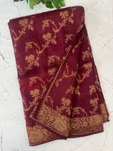 Banarasi Tussar Georgette Saree  - MS44376 DeepMaroon