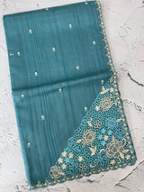 Cutwork Semi tussar saree MTSS674 Blue