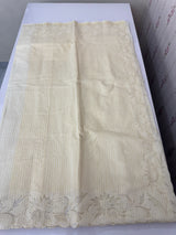 Striped Mul chanderi saree with applique borders MSH987 - Pale Yellow