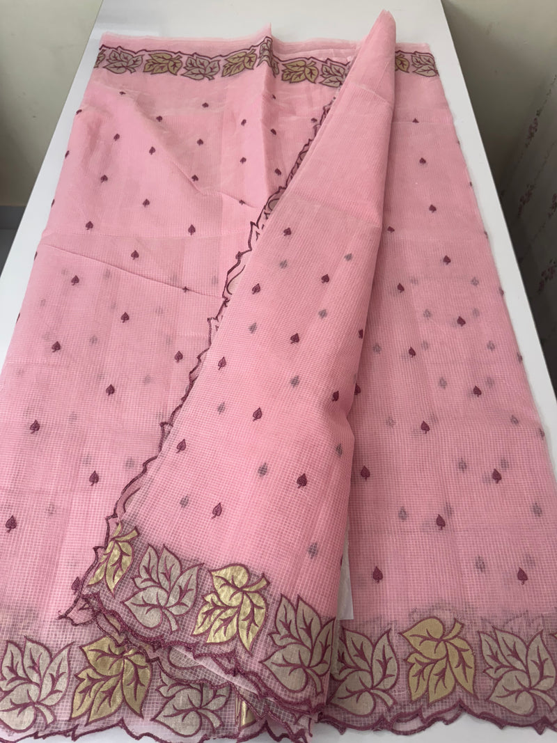 NetKota saree with Applique border  MSH131- Pink