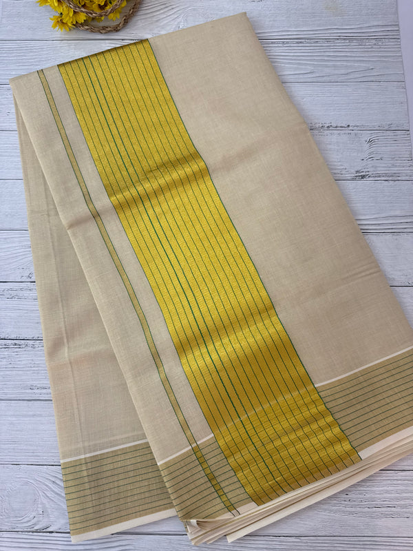 Kerala Gold tissue saree - Green Lines