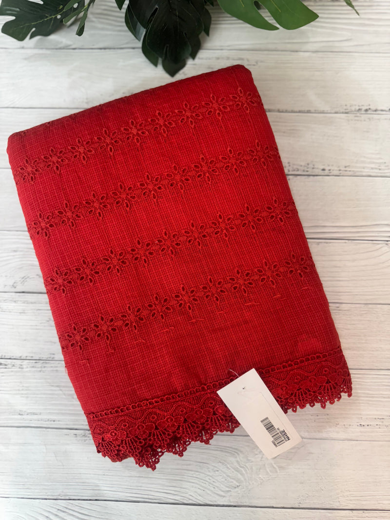 NetKota Hakoba saree with lace border MS6713 RED