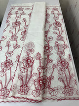 Netkota embriodery saree  MSH119 Red & White