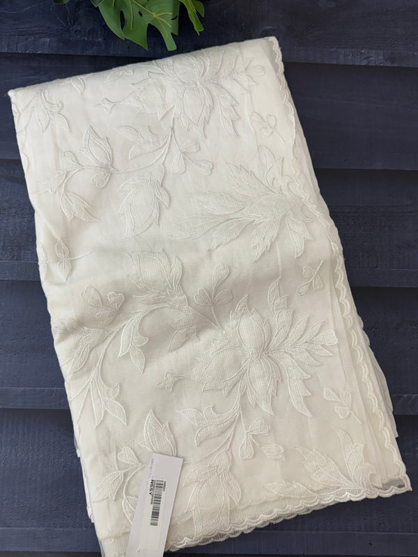 NetKota Applique work saree   -MSH998 White