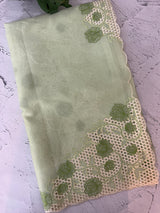 Viscose Organza saree with cutwork borders-MSH262 PistaGreen
