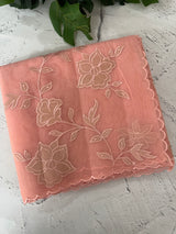 Viscose organza saree with applqiue work - MSH238 PeachPink