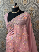 Crepe Crush chiffon organza saree with embriodery MS9702