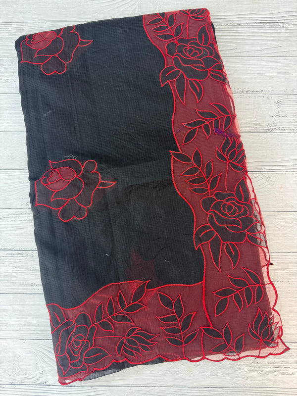 NetKota Applique work saree  MSH110- Black & Red