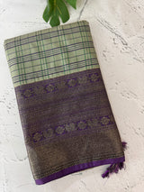 Checks Semi kanchi silk saree with blouse MBS7859