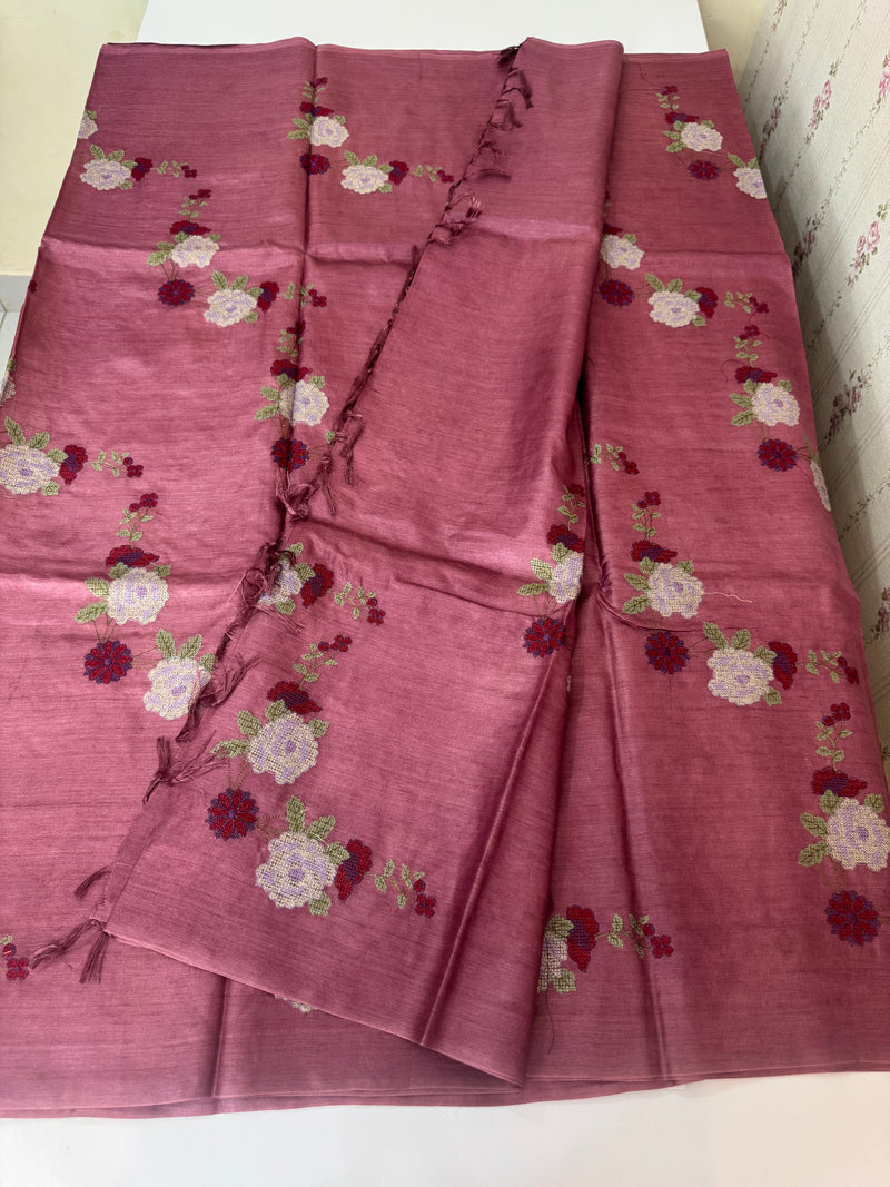 Pure desi tussar silk saree with embroidery- MTSS659 (12)