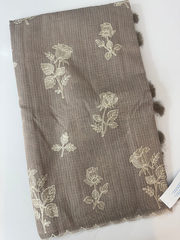 Silky kota embroidery saree 
MSK890 NudeBrown