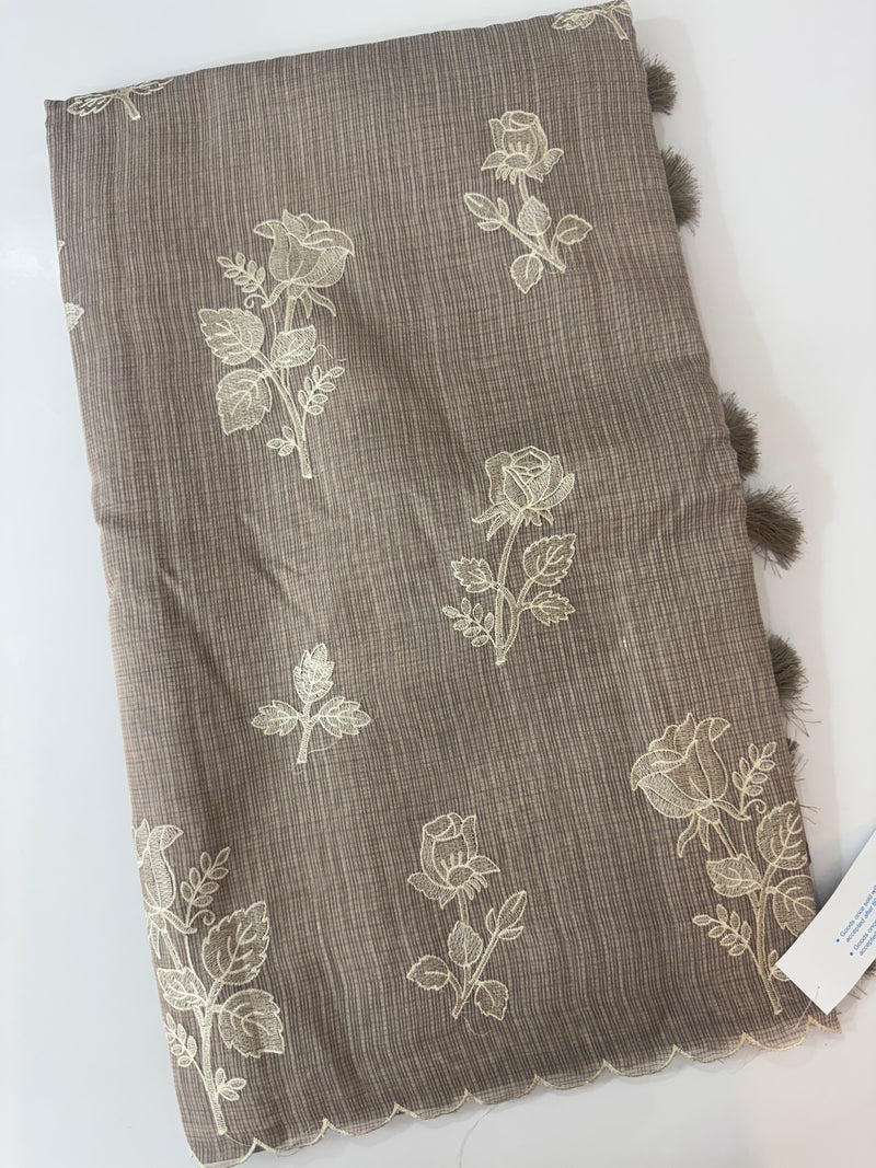 Silky kota embroidery saree 
MSK890 NudeBrown