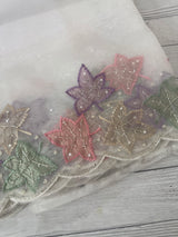 Handworked glass organza saree with applique work- MSHW227 - White