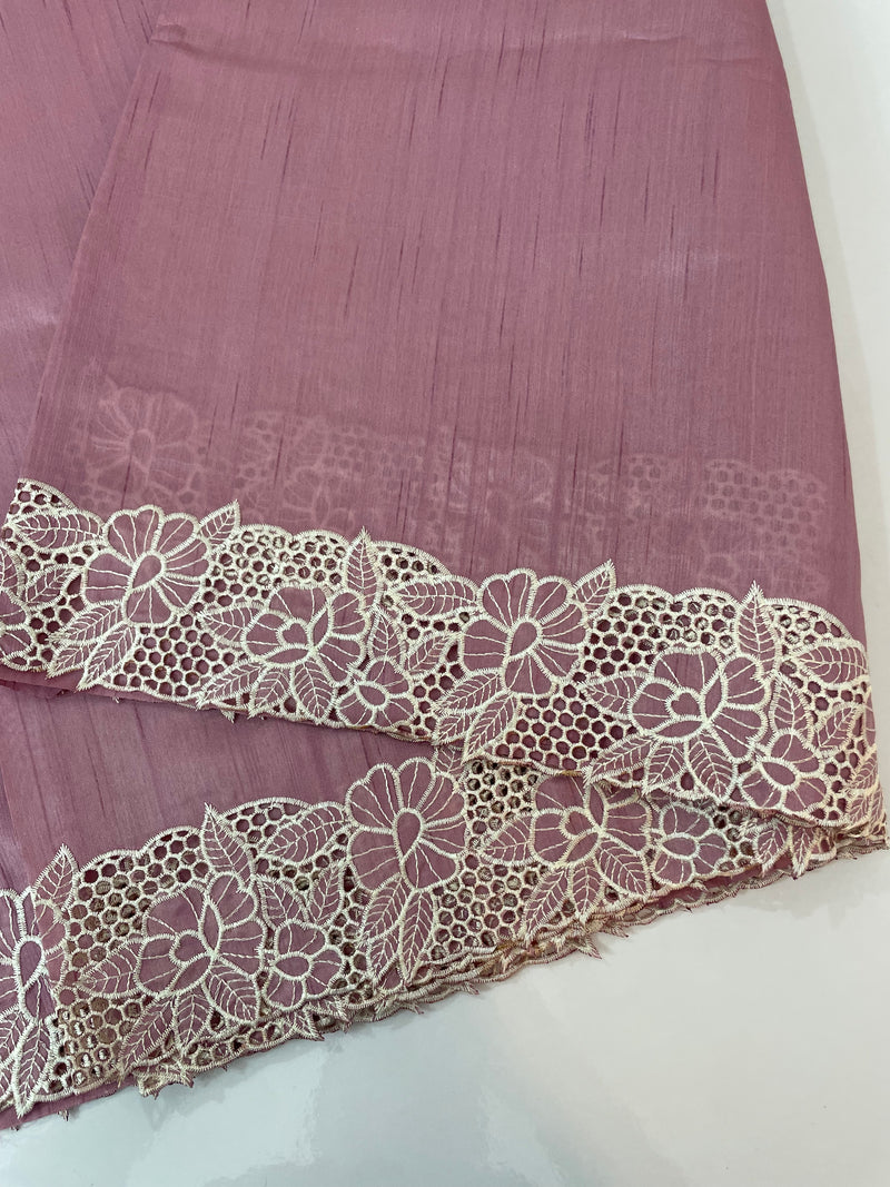Cutwork Semi tussar saree MTSS879 OnionPink