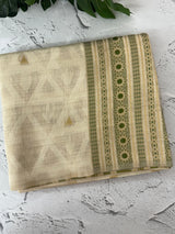 Semi chanderi tussar saree with brocade pallu and blouse MKT891 - Green