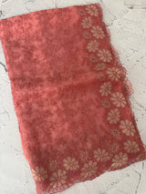 Semi Soft Organza saree with thread work and applique borders - MCW666 DustyPeach