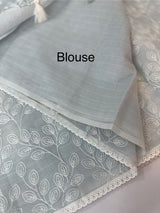 Kota cotton silk embriodery saree MS1455- PastelGrey
