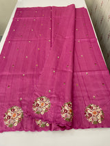 Blended tussar silk saree with embroidery- MS1072