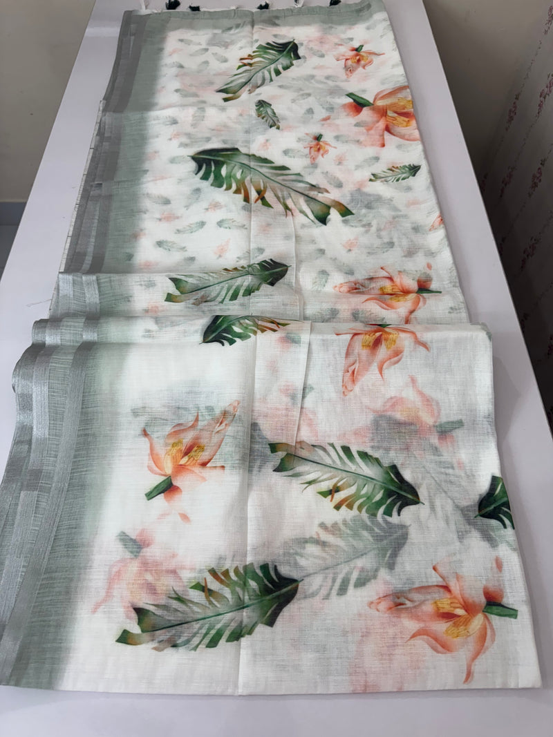Digital printed semi Linen Saree MLS615- 17