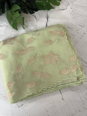 Viscose Organza saree with applique work-MSH238 Pista