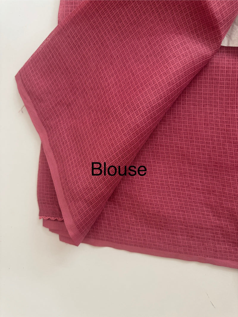 Kota checks saree with embroidery SVTS34- Pink