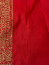 Semi katan Banarasi saree in antique zari weaving - MSKB899 Red