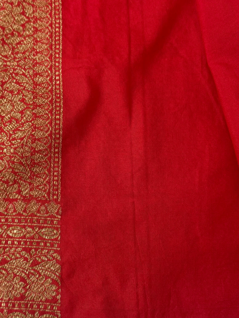 Semi katan Banarasi saree in antique zari weaving - MSKB899 Red