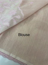 Khadi supernet saree with net applique borders MSH208 PastelPink