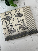 Blended tussar silk saree with embroidery- MSH490