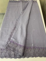 Soft crushed chanderi crepe silk saree with lace borders MLS466