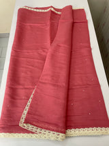 Blended Malai chanderi saree with lace borders MS5568