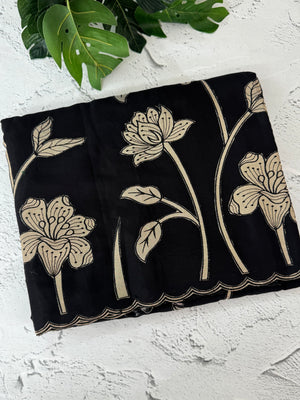 Malai chanderi saree with applique work MSM6201 Black