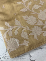 Blended Tussar silk saree with applique work- MSH200 Chiku