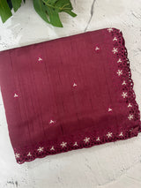 Blended tussar saree with cutwork border- MSHK268 Cranberry