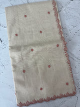 Chanderi Tissue silk saree with scalloped borders - MNM222 (thin lines)