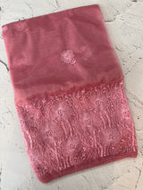 Glass tissue organza saree with embroidery MSF121 DustyPink(3)