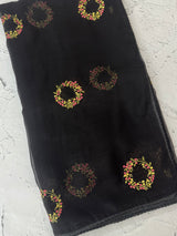 Crush chiffon saree with embroidery MCH345 Black