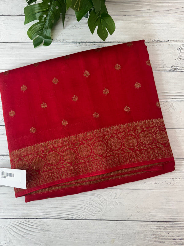 Banarasi Tussar Georgette Saree  - MS44376 Red