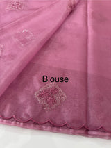 Organza saree with embroidery - MSH375 DuskyPink