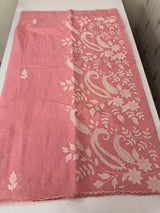 Mul chanderi applique work saree  MSH146- PeachyPink