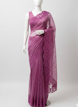 Tissue Organza saree with embriodery MS14638 Magenta