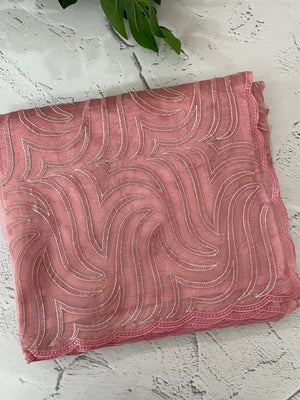 Glass organza saree with thread work- MOS351 PeachPink