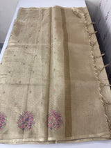 Copper Tissue silk saree with embroidery MSH252