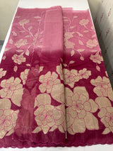 Double shade Semi organza saree with appliqué work - MSH949