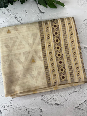 Semi chanderi tussar saree with brocade pallu and blouse MKT891 (2)- Maroon
