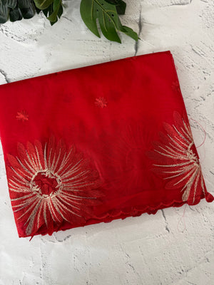 Organza saree with embroidery borders MOS4765 Red