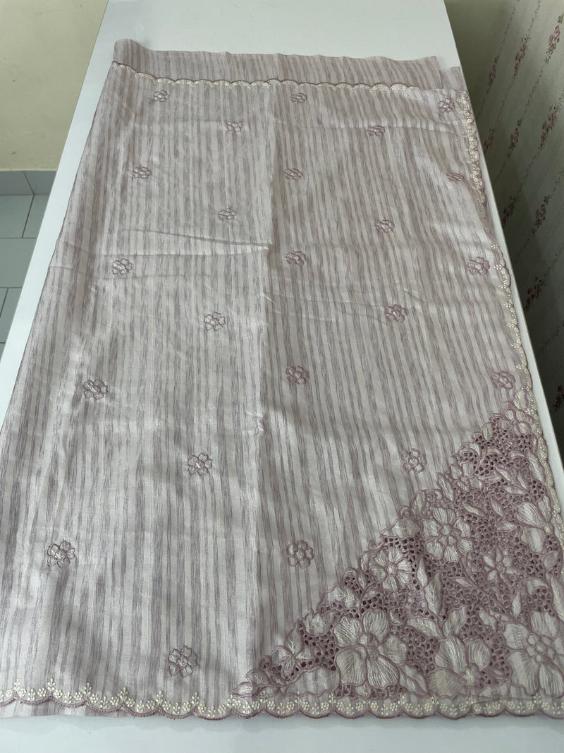 Semi silk saree with cutwork on pallu MSR908- Dusky Lavender